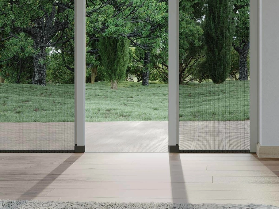 Zanzariera in alluminio a soglia bassa laterale doppia con carro di Pronema