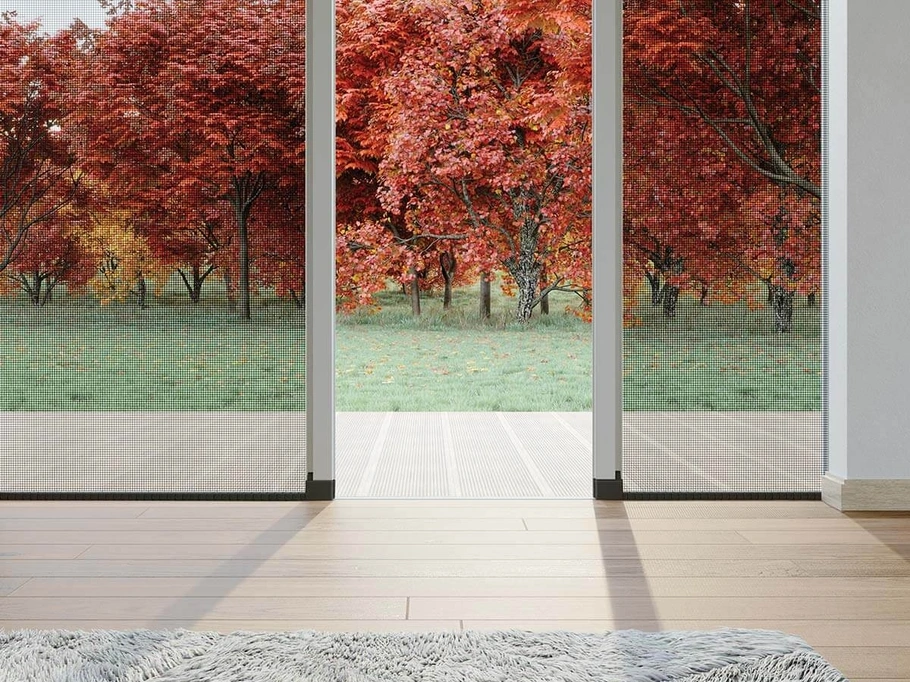 Zanzariera in alluminio a soglia bassa a incasso laterale doppia con carro di Pronema