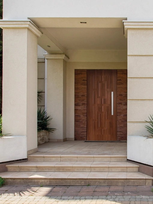 Portoncino Battista Modello 02 in Mineral Panel, HDF e acciaio di Fossati Serramenti