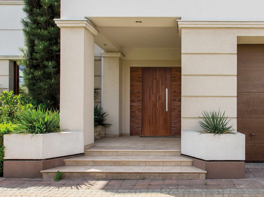 Portoncino Battista Modello 02 in Mineral Panel, HDF e acciaio di Fossati Serramenti