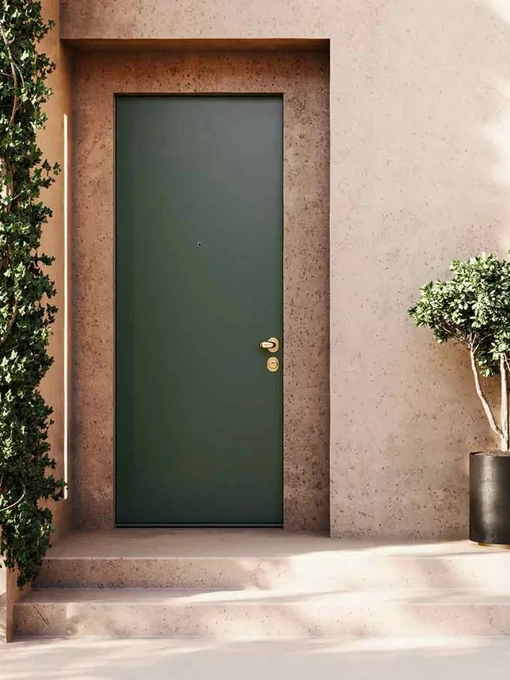 Porta blindata in alluminio pellicolato Compact Alluminio Dunkelgrun 6125 di  Bertolotto