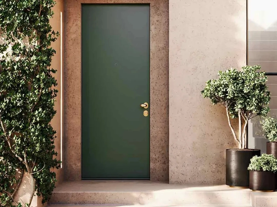 Porta blindata in alluminio pellicolato Compact Alluminio Dunkelgrun 6125 di  Bertolotto