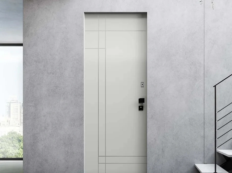 Porta blindata Compact Pantografato BP 1056 in alluminio pellicolato di Bertolotto