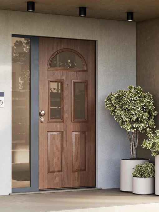 Porta blindata Regular Bellatrix K finitura alluminio sublimato Ciliegio di Gardesa