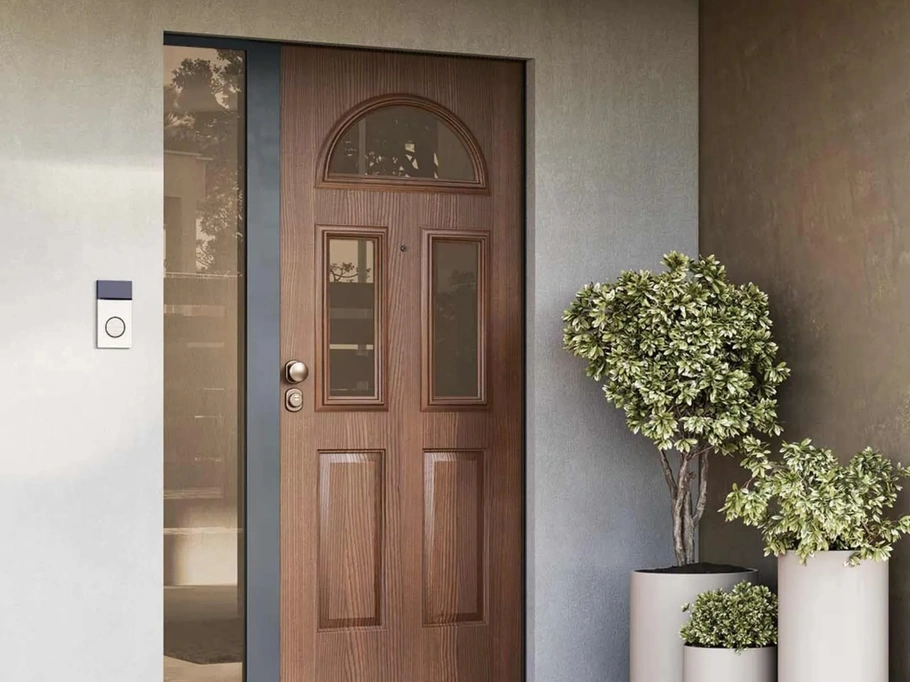 Porta blindata Regular Bellatrix K finitura alluminio sublimato Ciliegio di Gardesa