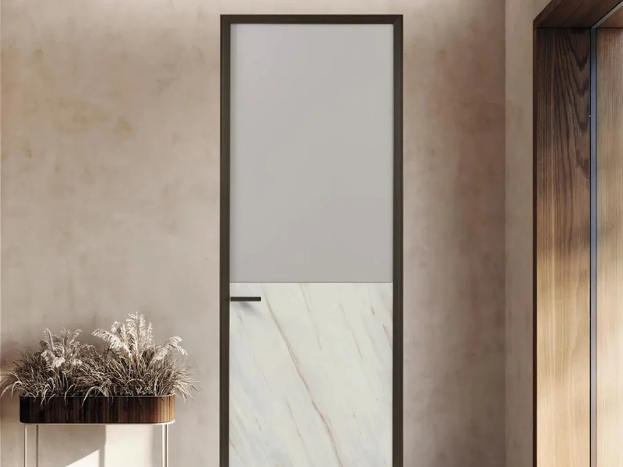 Porta per interni Fusion Flores Bianco Lasa in laccato e ceramica di Bertolotto