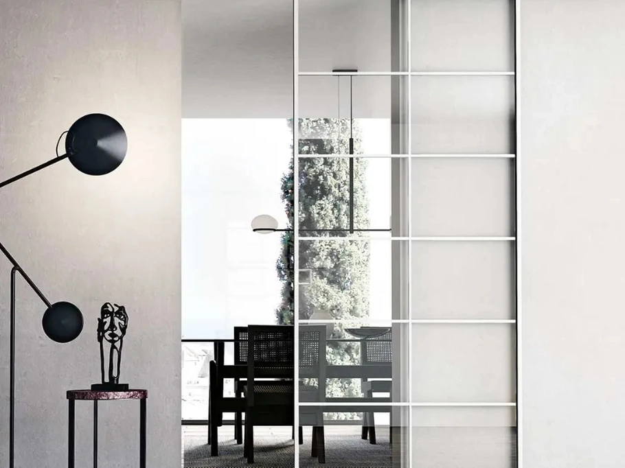 Porta per interni Glass Bianco Scorrevole Esterno Muro 01 di Bertolotto
