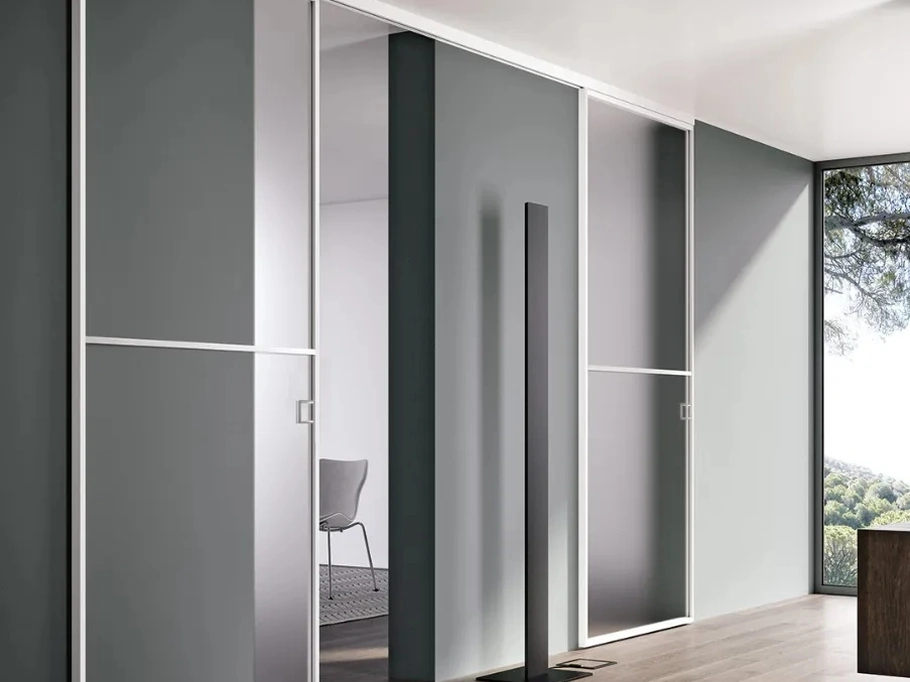 Porta per interni Glass Bianco Scorrevole Esterno Muro 02 di Bertolotto