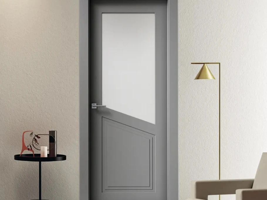 Porta per interni PantoNext Quarzo in laccato e vetro di Bertolotto