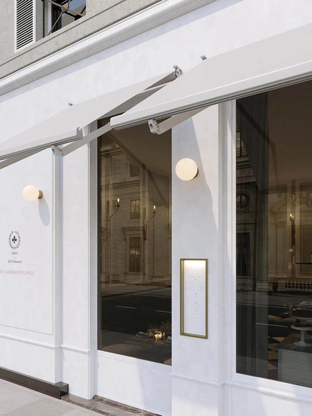 Tenda da sole Essepi con tessuto e rullo a vista a staffe separate fisse di Pronema