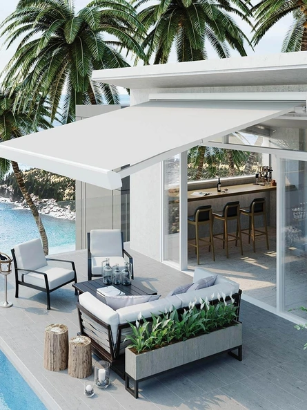 Tenda da sole Vibe con cassonetto compatto e luce a Led di Pronema